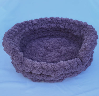 Dusty Purple Plush Knit Pet Bed - size small